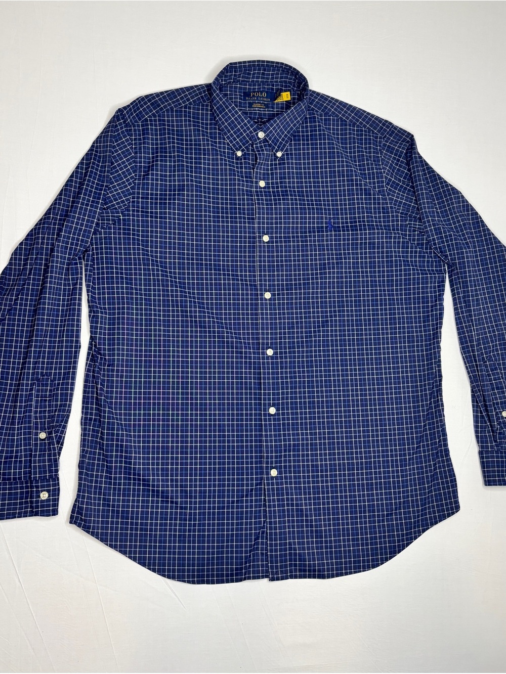 Polo Ralph Lauren Classic Fit Performance XL Blue Check Button Shirt Cotton LS - Picture 2 of 8